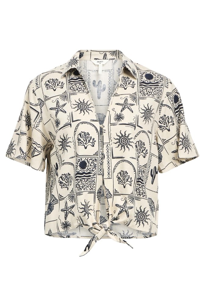 OBJEMBER RE S/S TIE SHIRT 139 23046801 SANDSHELL